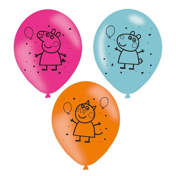 Балони Peppa Pig, латекс, 6 броя, многоцветни